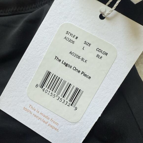 ANDIE Swim NWT Black Lagos One Piece Swimsuit Halter Sz L Beach Vacation Summer - Picture 7 of 8